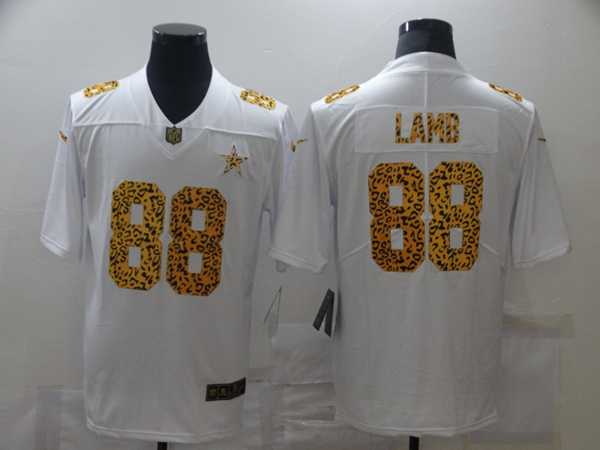 Mens Dallas Cowboys #88 CeeDee Lamb 2020 White Leopard Print Fashion Limited Football Stitched Jersey Dzhi->->NFL Jersey